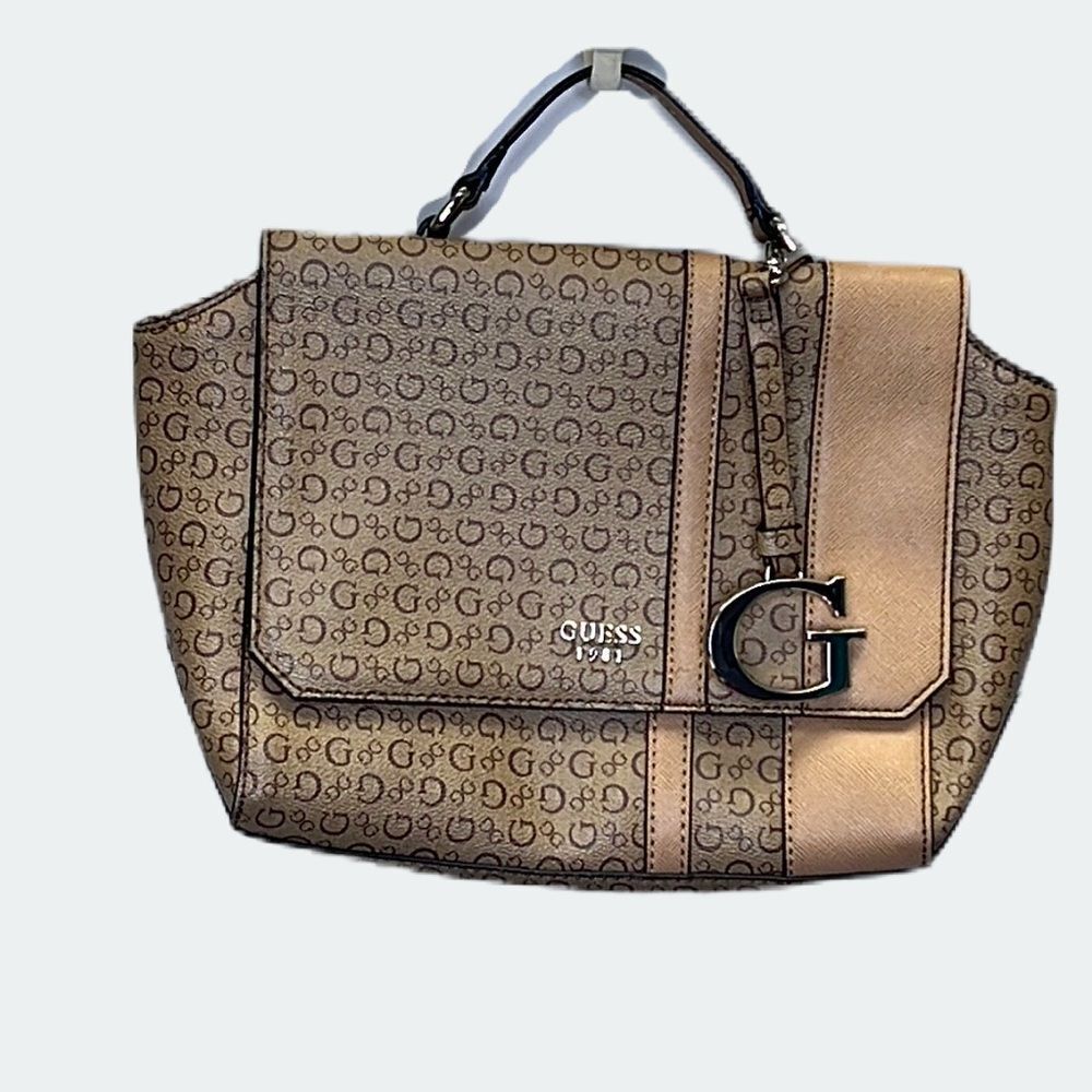 GUESS Handbag / Tan with Silver Accent /without Shoulder strap